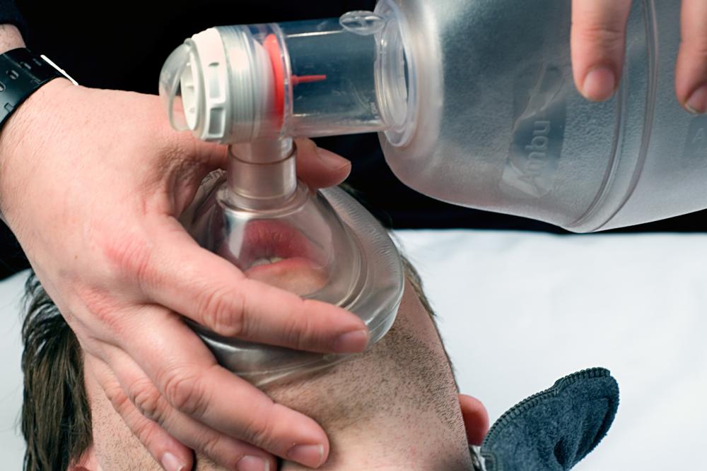 A respiratory specialist may use a bag valve mask to help an individual who can no longer sufficiently breathe on his own.