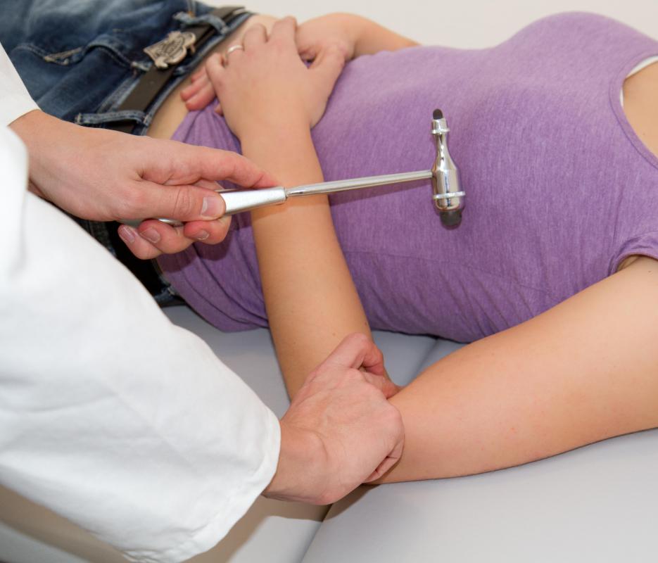 A neurology doctor may perform reflex tests on patients.