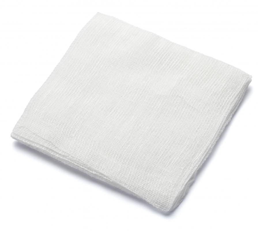 Healthcare workers are instructed to dispose of items, like gauze, in biohazard waste bins.