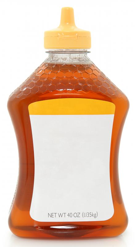 Clover honey in squeeze bottle.