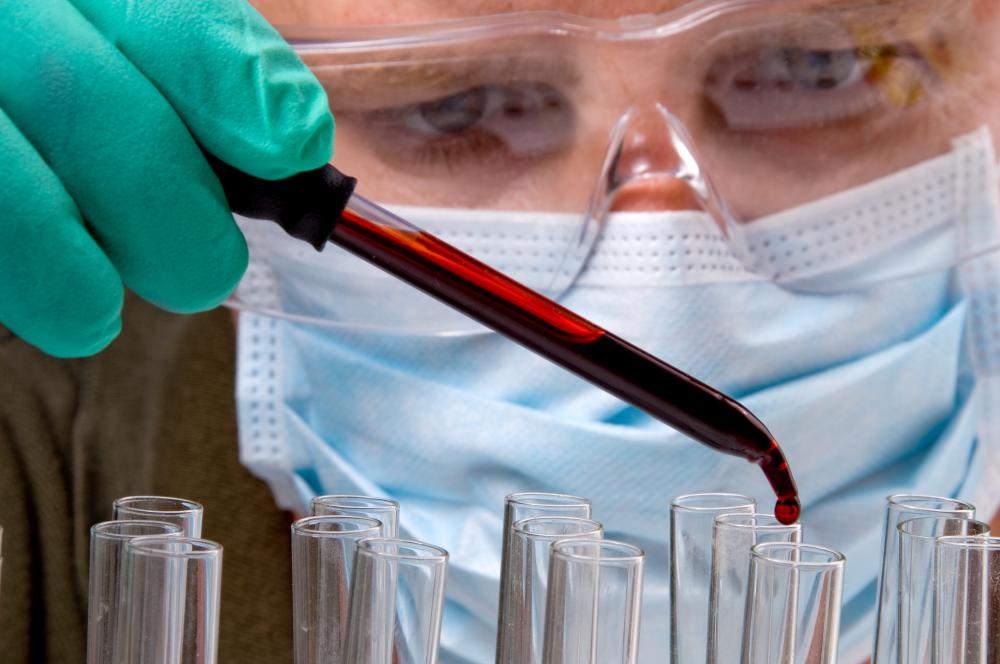 A forensic medical examiner may collect and analyze blood samples.