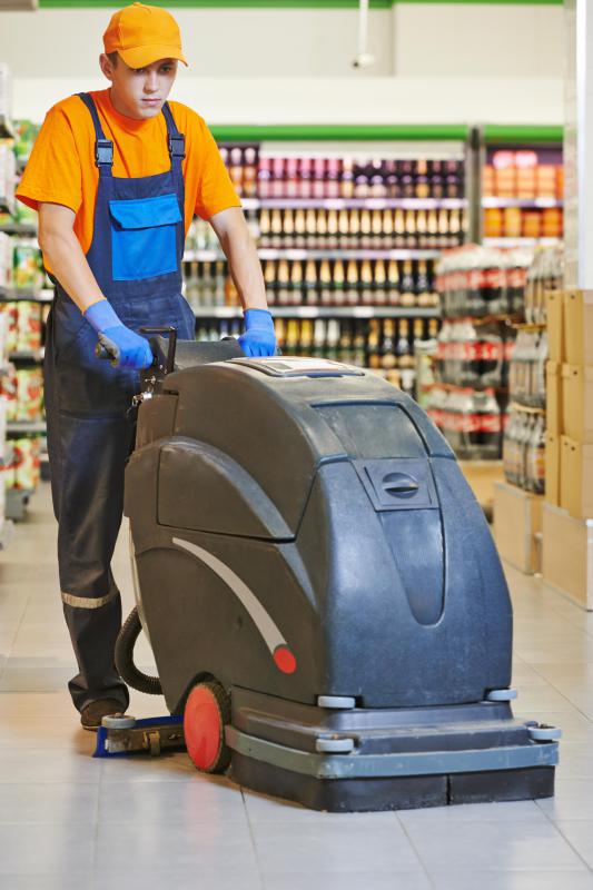Custodians usually clean supermarkets during off-peak hours.