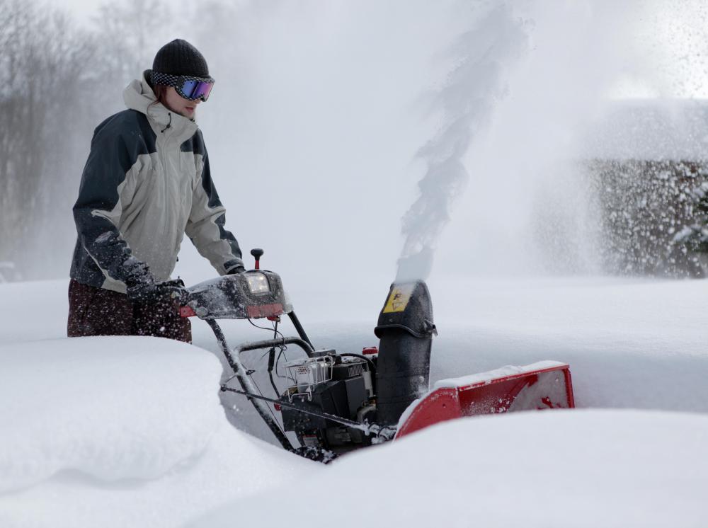 A groundskeeper may need to use a snow blower.