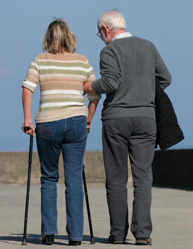 Patients with conditions that require walkers or canes may receive ongoing physiotherapy.