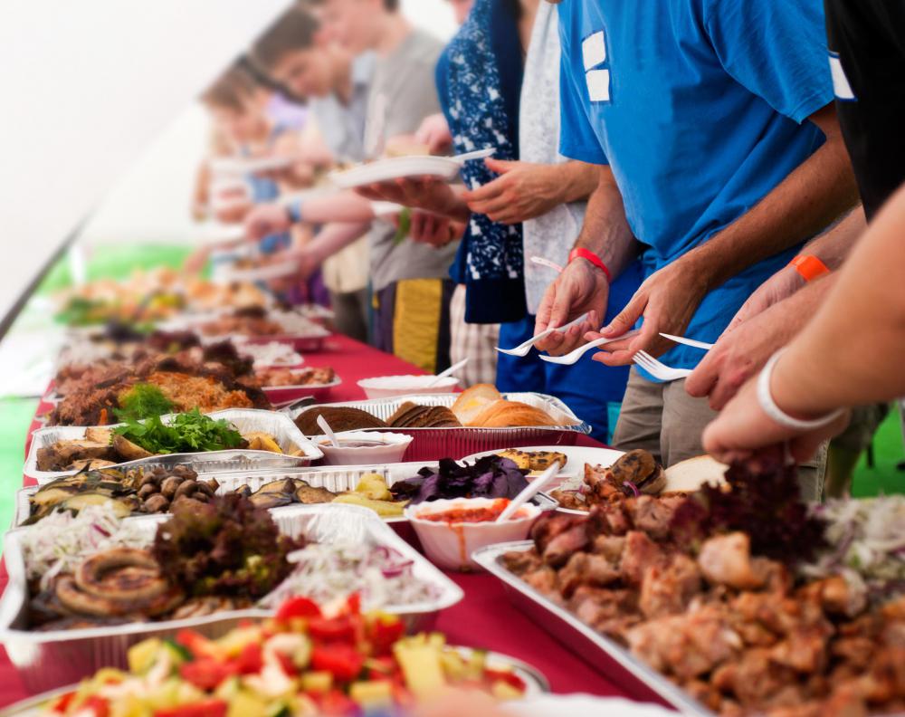 Waitresses may help monitor buffets to make sure there is plenty of food for customers.