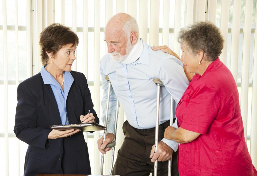 Physiotherapists may need to assist patients with using crutches.