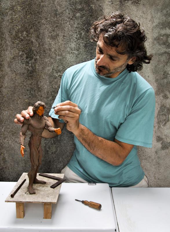 A sculptor might hire a part-time model to pose for him.