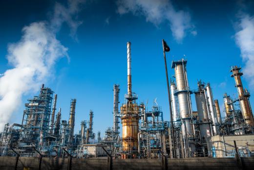Gasoline, kerosene and petroleum are refined from crude oil in refineries.