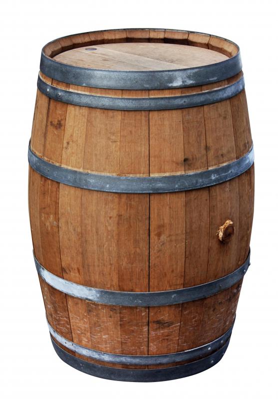 A wooden barrel.
