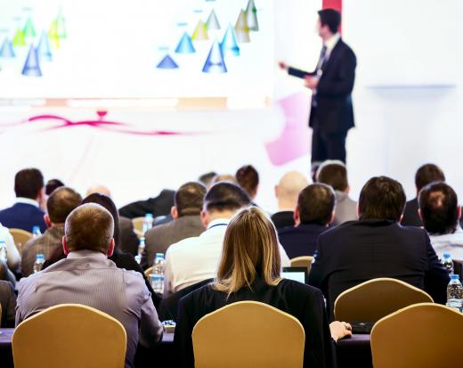 Professional keynote speakers often speak to people at conferences and trade shows.