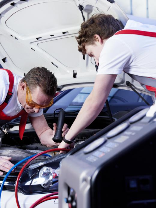 Automotive electricians work in mechanic shops.