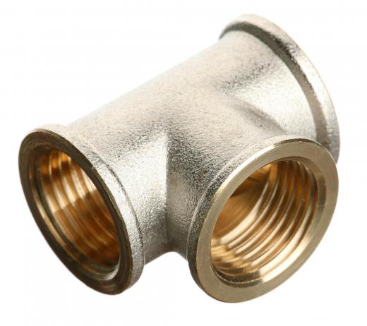 A brass pipe fitting.