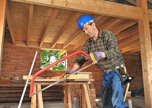 A framing carpenter constructs buildings from wood products.