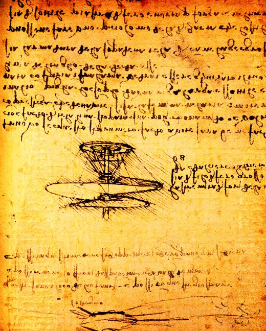 Renaissance artist Leonardo Da Vinci designed numerous machines that coud have had military uses, such as primitive helicopters.