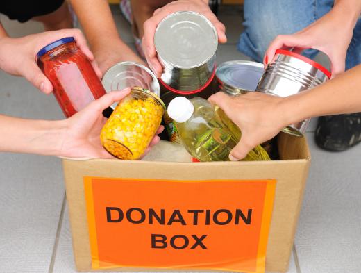 People can participate in a food drive.