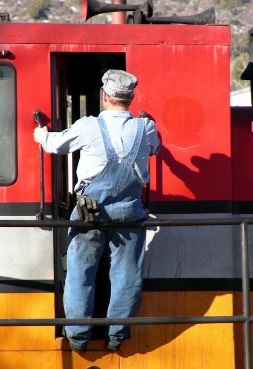 A railroad engineer inspects the railroad's mechanical condition before and after trips.