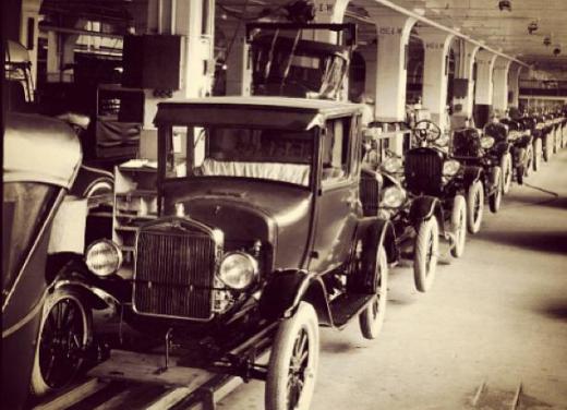 The automobile industry utilized the first assembly line.