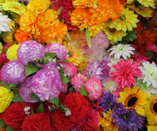 Gift shops typically have an array of artificial flowers for sale.