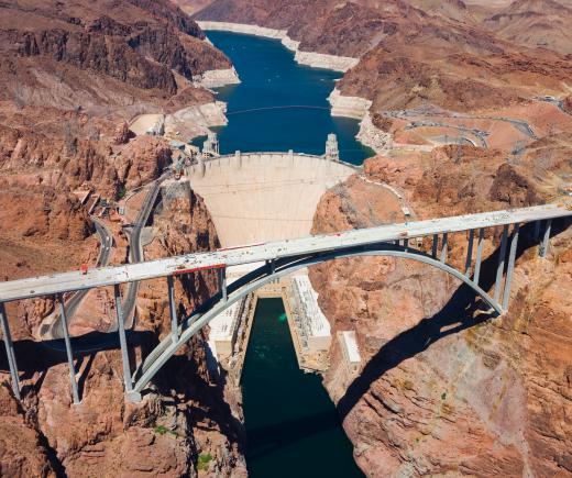 The Mike O'Callaghan-Pat Tillman Memorial Bridge, an arch bridge over the Colorado River near the Hoover Dam.