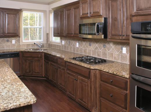 Kitchen with hardwood cabinets.