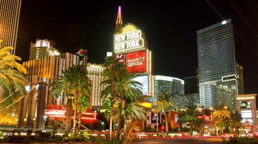 Croupiers work in casinos on the Las Vegas Strip.