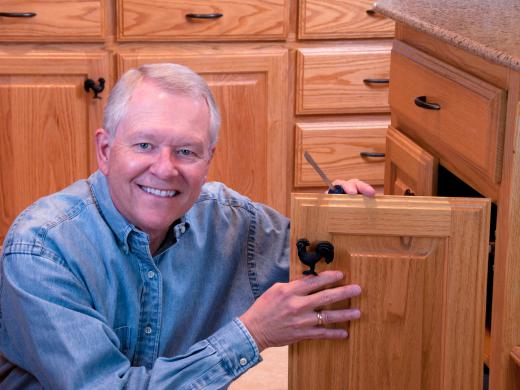 A handyman may install kitchen cabinets.