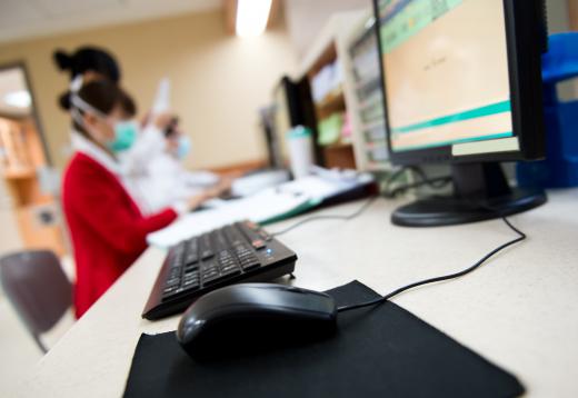 Data entry operators may work in hospitals.