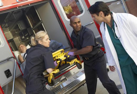 Paramedics are responsible for briefing doctors on a patient's condition upon arriving at a hospital.