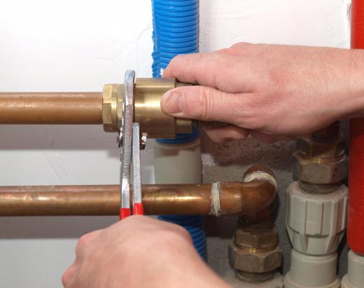 Plumbers work on water, gas and sewage pipes.