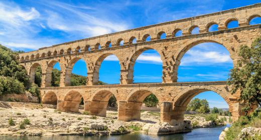 The Romans used aqueducts to transport water to major urban centers for use in bath houses, fountains, and private homes.