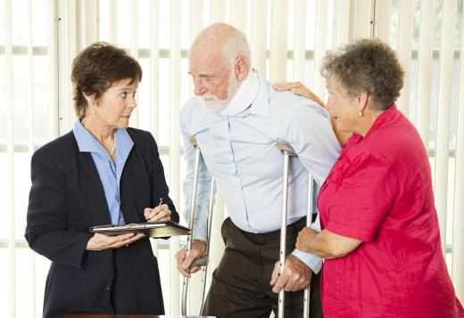 Physiotherapists may need to assist patients with using crutches.