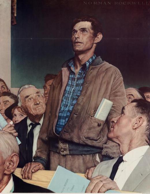 Art teachers are expected to explain how pieces of art, like Norman Rockwell's paintings, reflect the values of the societies individual artists were raised in.