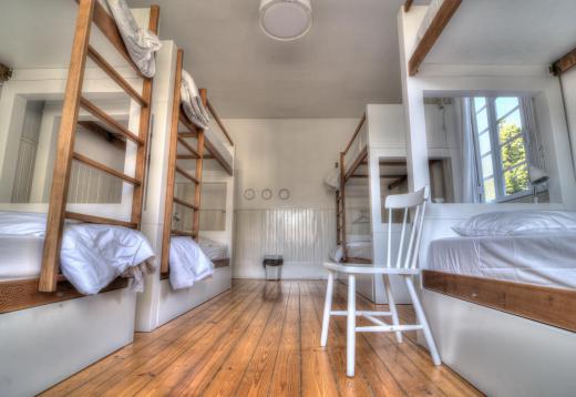 Bunk beds are common in many college dorm rooms.