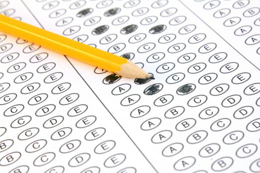 A typical answer sheet for a multiple choice standardized test. Each bubble represents a possible answer.