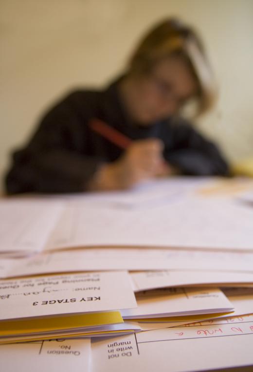 Student taking educational test.