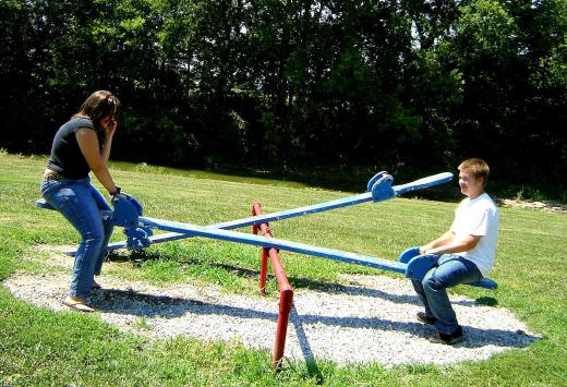 Playground equipment, such as a seesaw, must be routinely checked to ensure it's in good working condition.