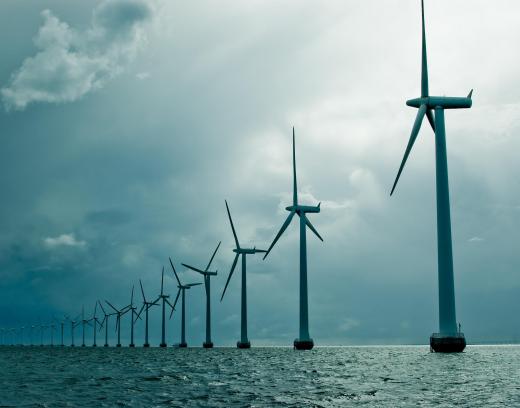 Wind farm on the ocean.