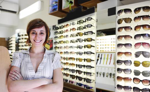 Woman selling sunglasses.