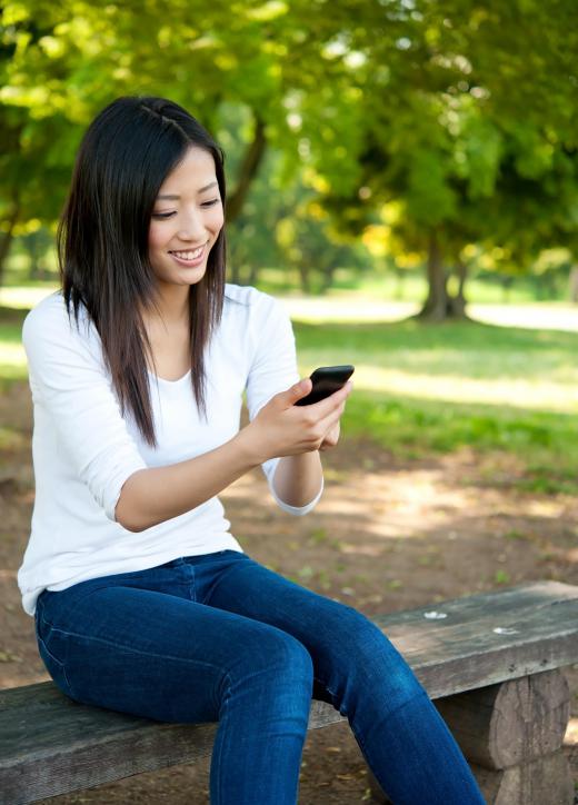 Woman using an Android™ phone.